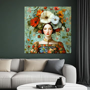 Frau mit Vintage-Blumen