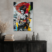 Graffiti asiatische Frau im Kimono
