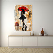 Frau mit rotem Regenschirm II