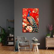 Pfau in Rot
