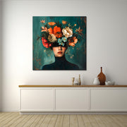 Gemälde Frau mit Blumen