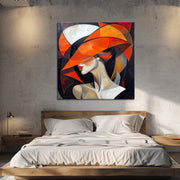Frau mit orangefarbenem Hut III