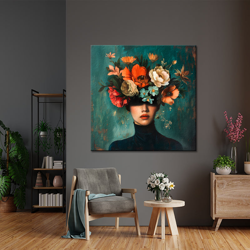Gemälde Frau mit Blumen