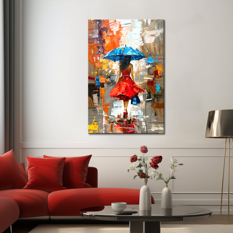 Gemälde Frau mit Regenschirm