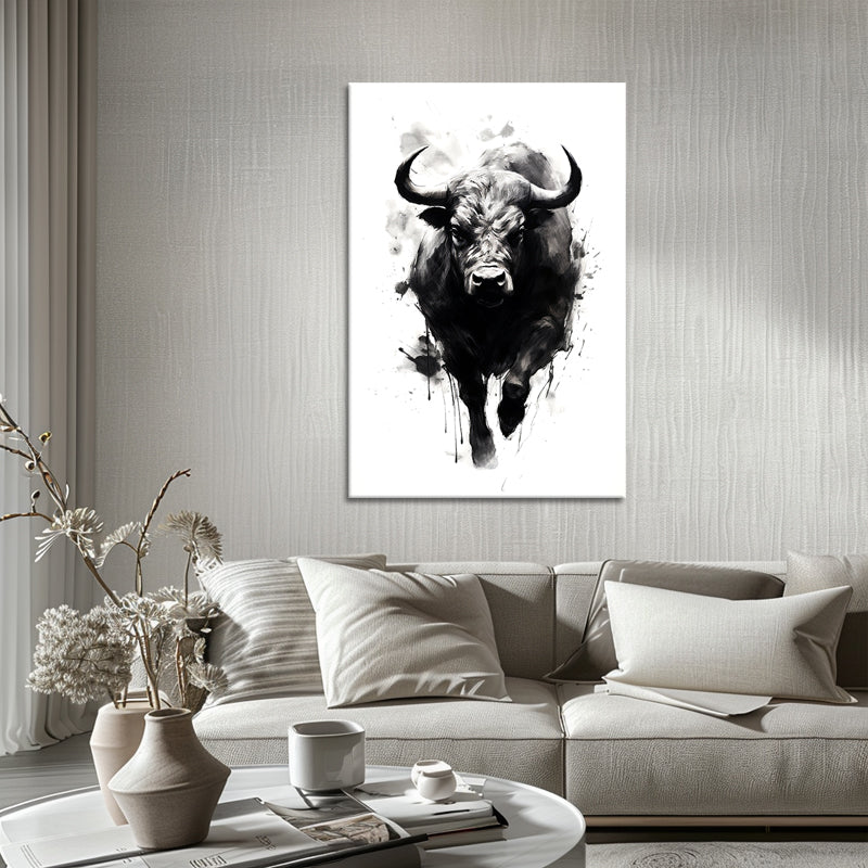 Stier in Schwarz-Weiß