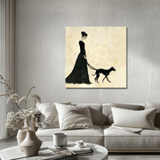 Gemälde einer Frau mit Hund