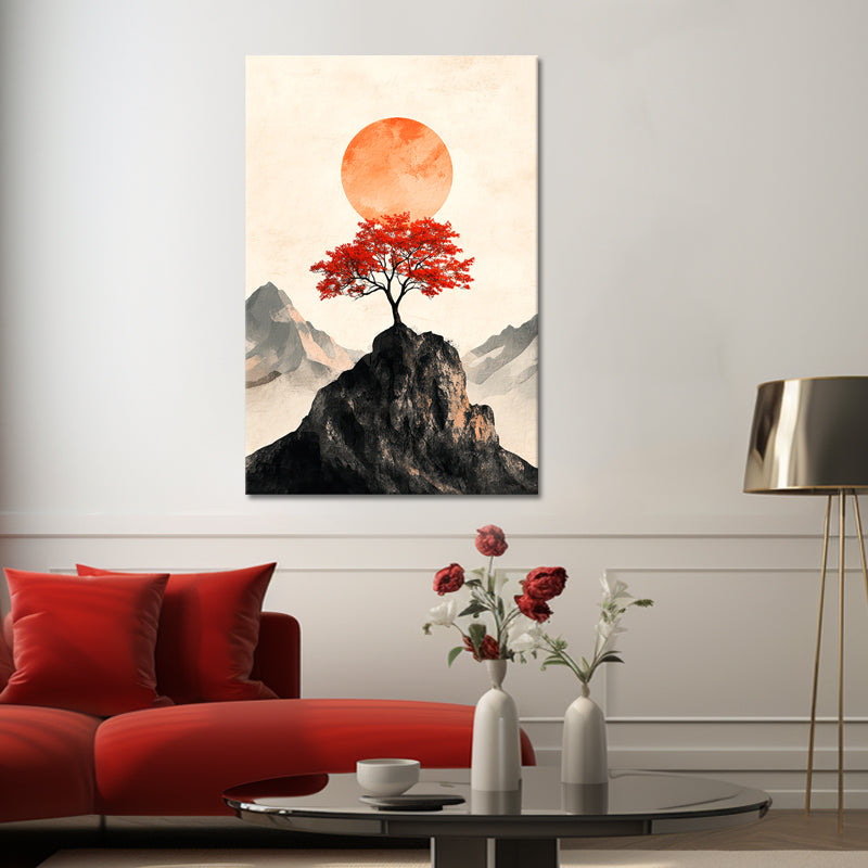 Ein Baum mit rotem Laub
