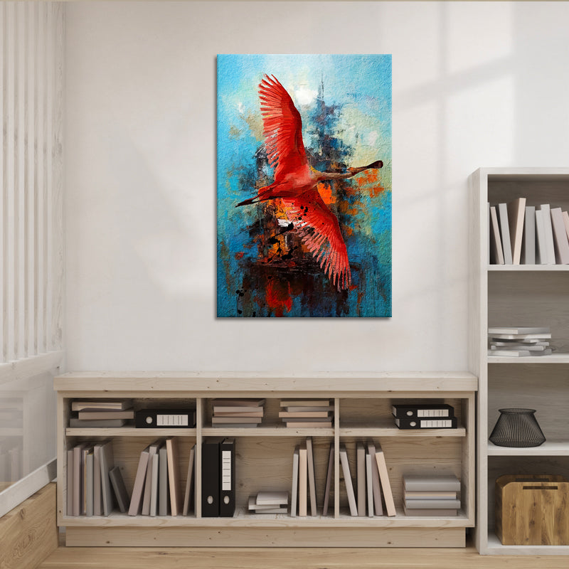 Abstrakter fliegender Flamingo