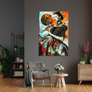 Collage Frau mit Vogel