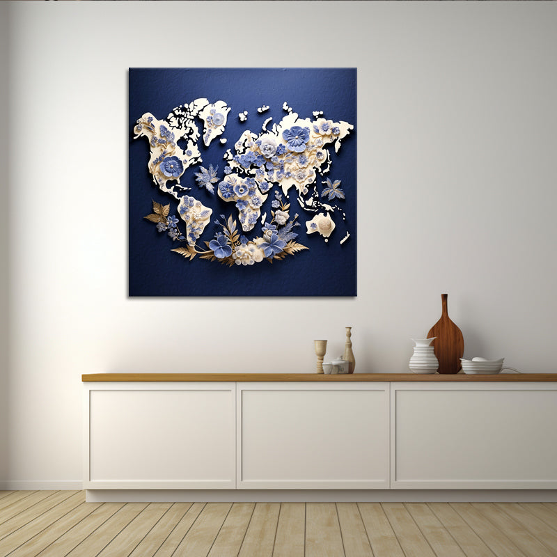 Karte - Welt - Delfter Blau