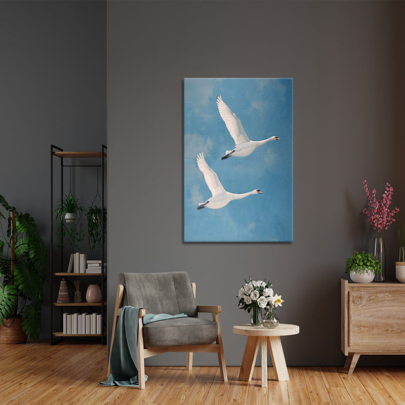 2 fliegende Schwäne