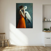 Frau mit Reiher Kunst