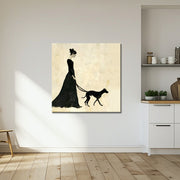 Gemälde einer Frau mit Hund
