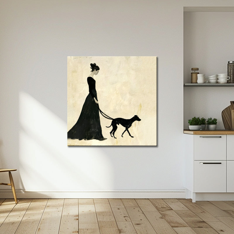 Gemälde einer Frau mit Hund