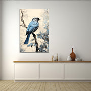 Blauer Vogel auf einem Ast