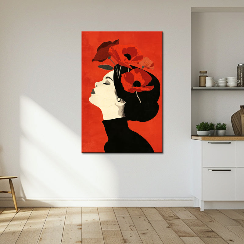 Frau mit Klatschmohn