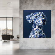Hund in Delfter Blau