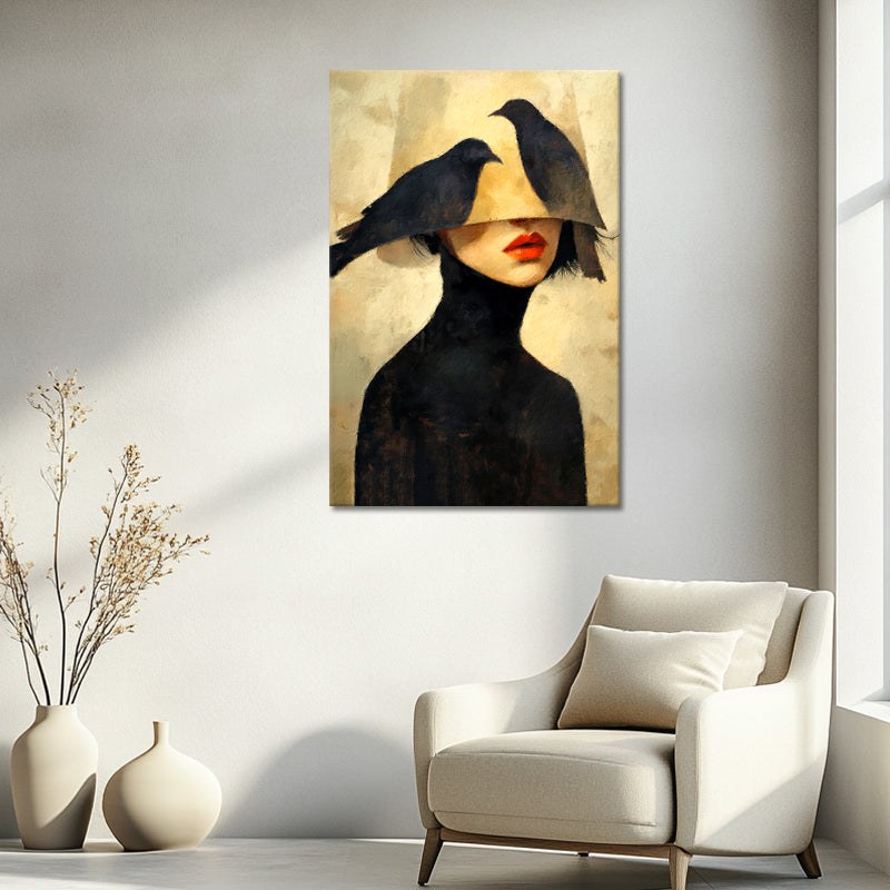 Frau mit Lampenschirm