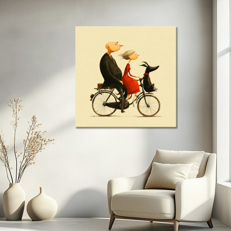 Paar mit Hund auf Fahrrad III