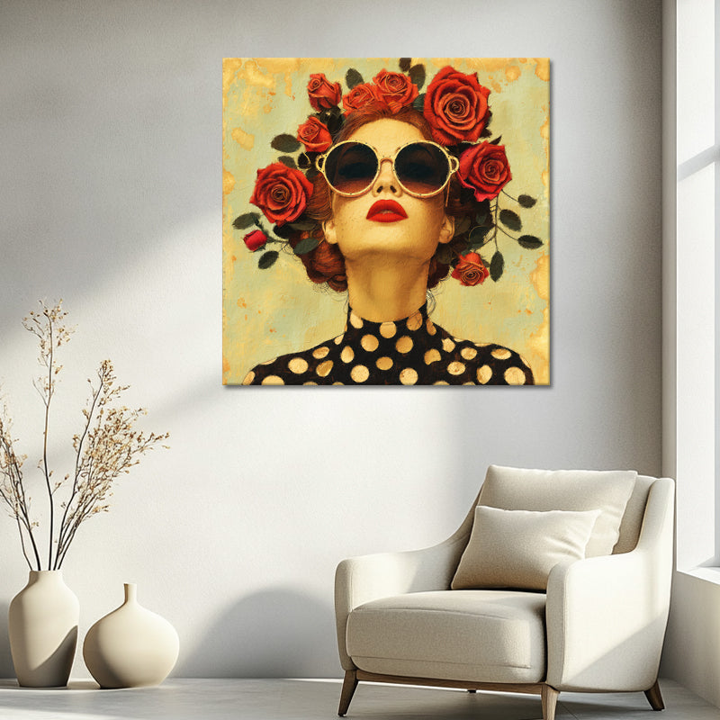 Kunstwerk Frau mit Rosen