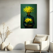 Frau mit gelben Blumen