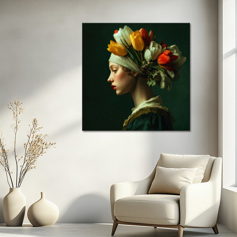 Frau mit Tulpen