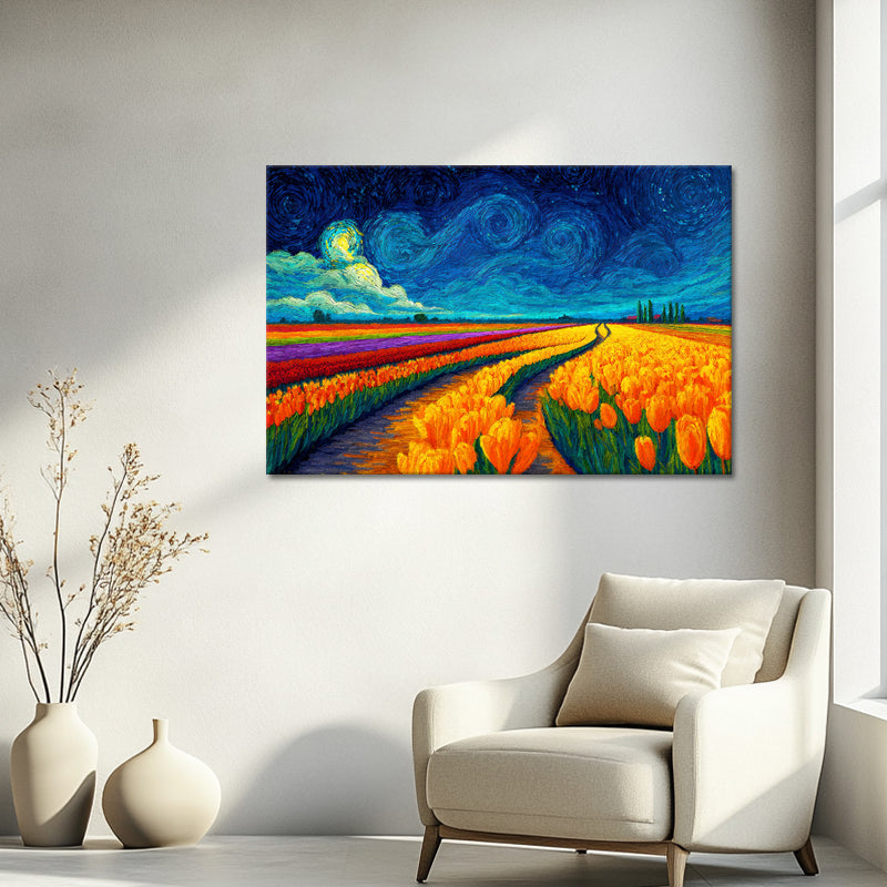 Farbenfrohes Tulpenfeld – Van Gogh (Inspiration)