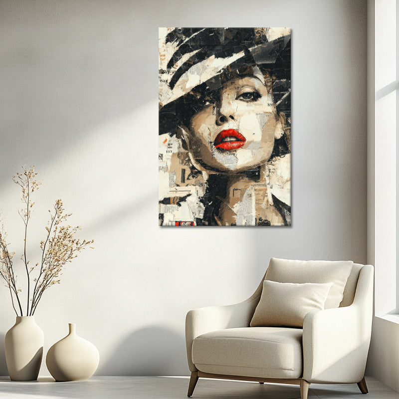Frau mit Hut – Collage-Kunst