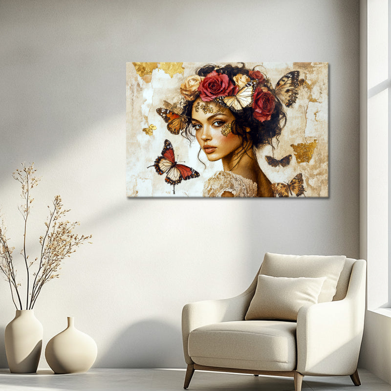Frau und Blumenmagie