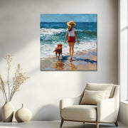 Mädchen mit Hund am Strand II