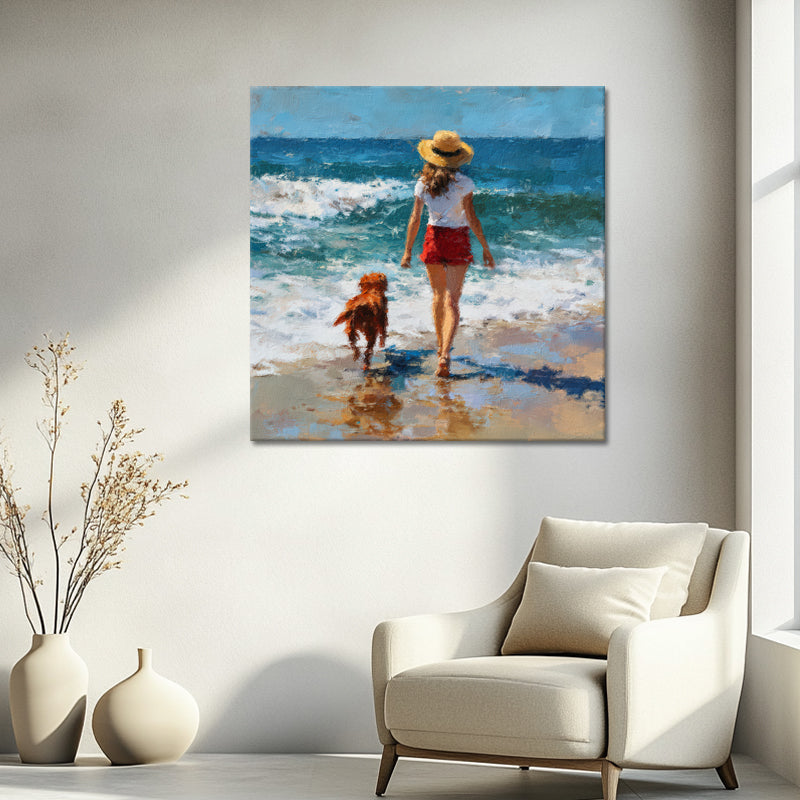Mädchen mit Hund am Strand II