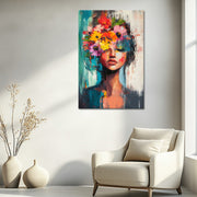 Frau mit Blumen in ihrem Haar