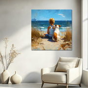 Mädchen mit Hund am Strand III