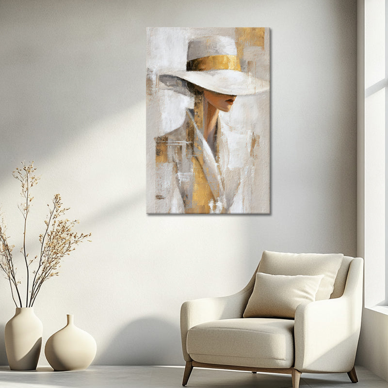 Frau mit Hut – gold