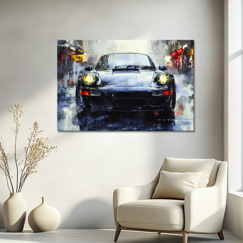 Abstrakter schwarzer Porsche