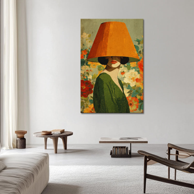 Frau mit Lampenschirm Kunst
