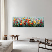 Fröhliches Blumenfeld Panorama