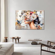 Frau Blume Schmetterling Kunstwerk