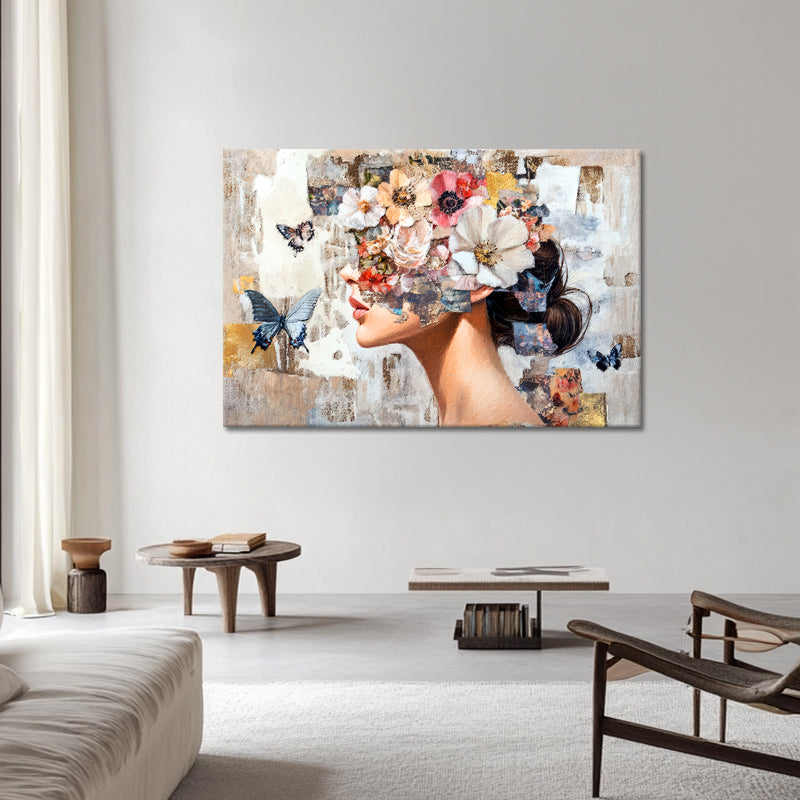 Frau Blume Schmetterling Kunstwerk