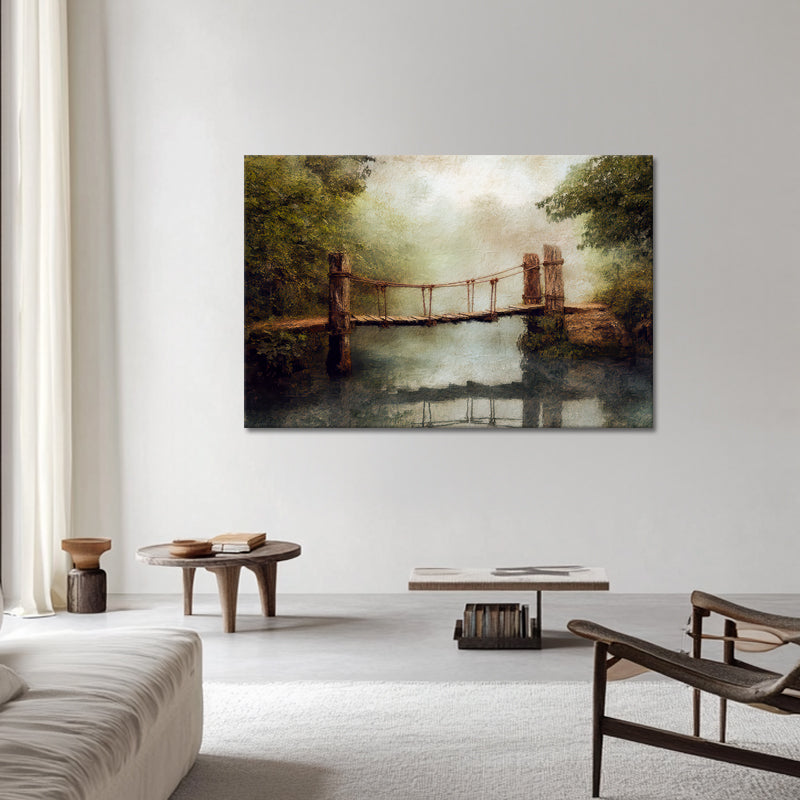 Rustikale Seilbrücke Fluss