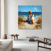 Mädchen mit Hund am Strand III