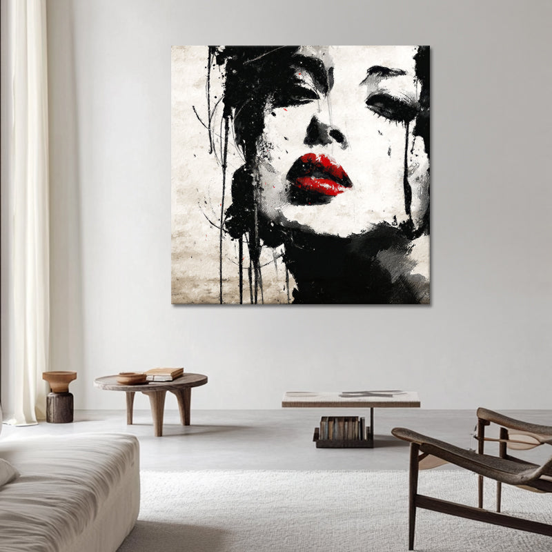 Kunst einer Frau mit roten Lippen