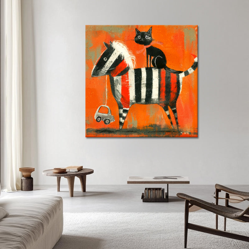 Katze und Pferd
