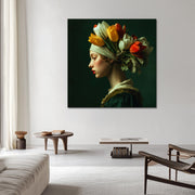 Frau mit Tulpen