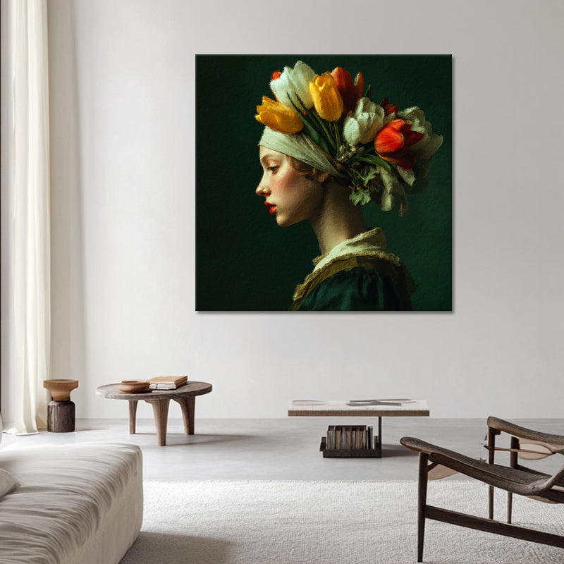 Frau mit Tulpen