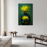Frau mit gelben Blumen