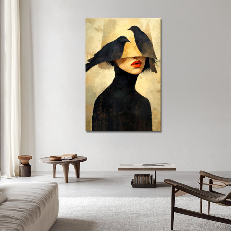 Frau mit Lampenschirm