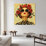 Kunstwerk Frau mit Rosen