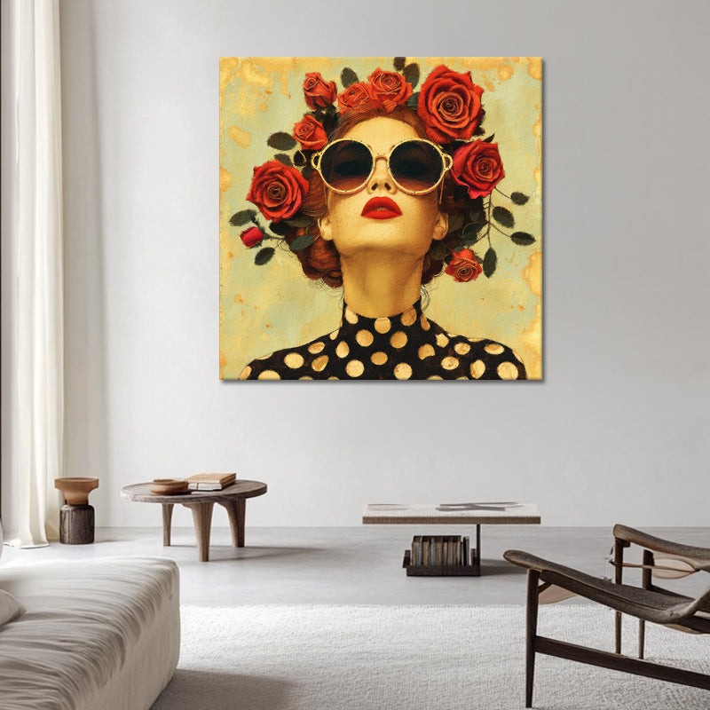 Kunstwerk Frau mit Rosen