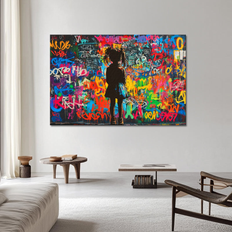 Mädchen vor Wand-Graffiti